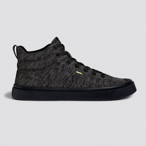 Men Cariuma High Top Bamboo Weave Knit Vegan IBI HIGH Stone Black | 219748-QND