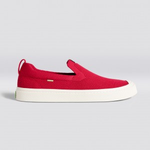 Men Cariuma Low Top Bamboo Weave Knit Vegan IBI Slip-On Raw Red | 436082-PEA