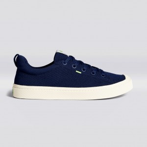 Men Cariuma Low Top Bamboo Weave Knit Vegan IBI Navy | 654798-HST