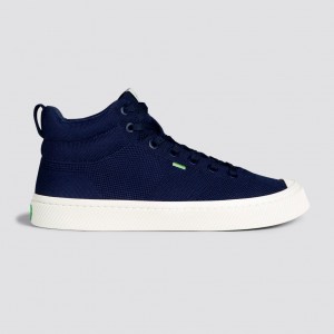 Women Cariuma High Top Bamboo Weave Knit Vegan IBI HIGH Navy | 842013-YQK