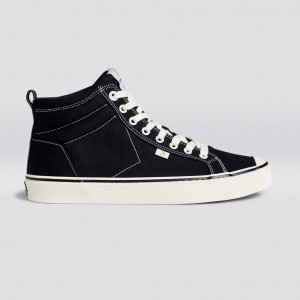 Women Cariuma High Top Canvas Vegan OCA HIGH Stripe Black | 925416-JKT