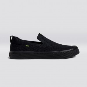 Women Cariuma Low Top Bamboo Weave Knit IBI Slip-On All Black | 810325-WET