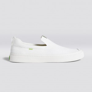 Women Cariuma Low Top Bamboo Weave Knit Vegan IBI Slip-On White | 405367-ARB