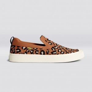 Women Cariuma Low Top Bamboo Weave Knit Vegan IBI Slip-On Leopard Print | 243079-JBE