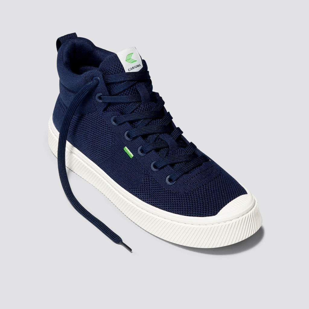 Men Cariuma High Top Bamboo Weave Knit Vegan IBI HIGH Navy | 479613-PBO