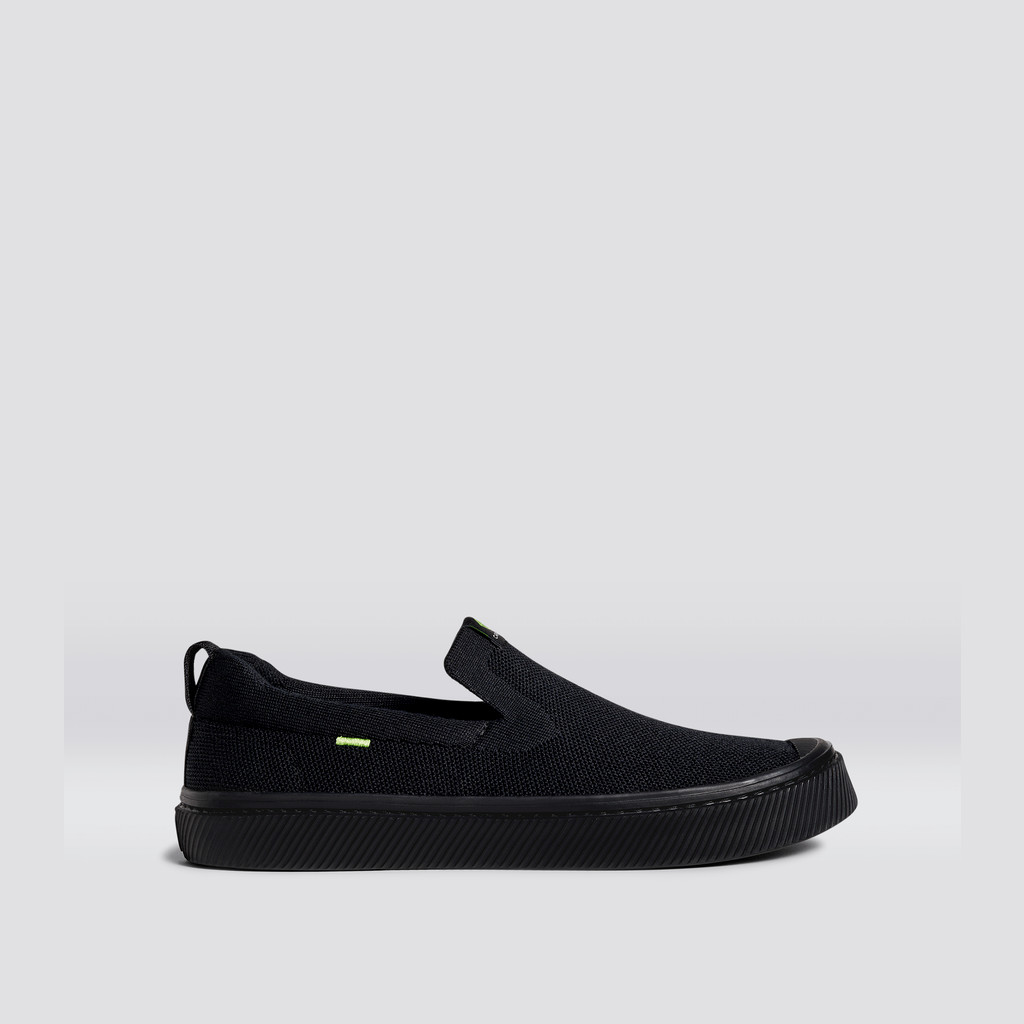 Men Cariuma Low Top Bamboo Weave Knit IBI Slip-On All Black | 413082-FYR