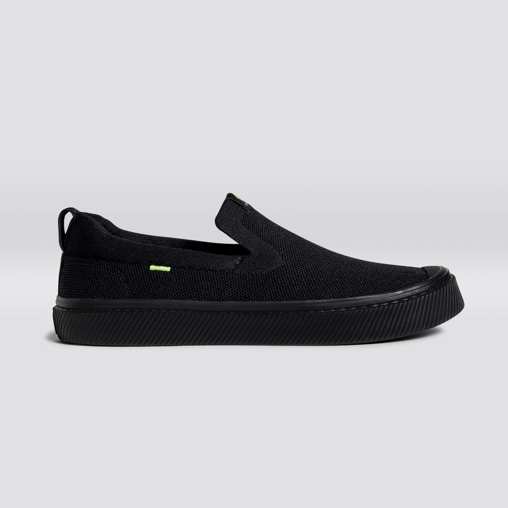 Men Cariuma Low Top Bamboo Weave Knit IBI Slip-On All Black | 413082-FYR