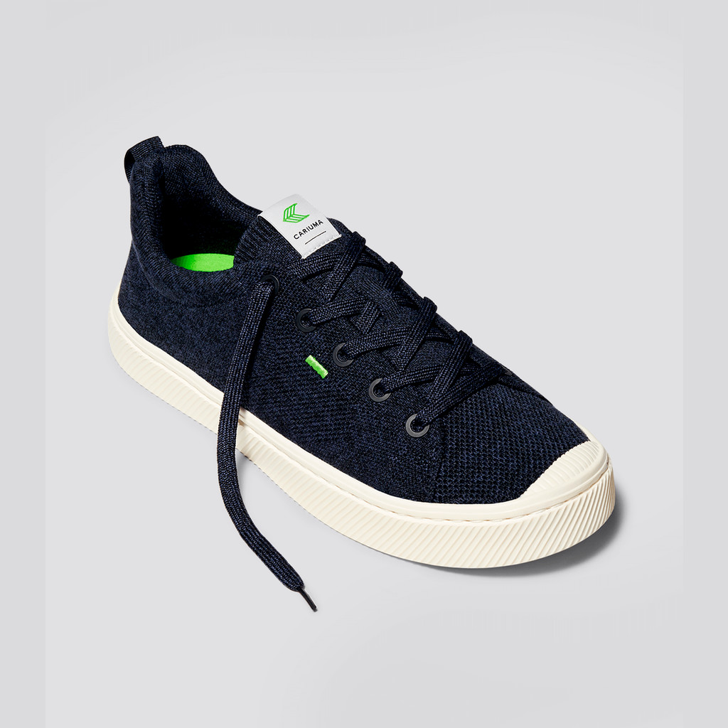 Men Cariuma Low Top Bamboo Weave Knit Vegan IBI Stone Navy | 249571-GDH