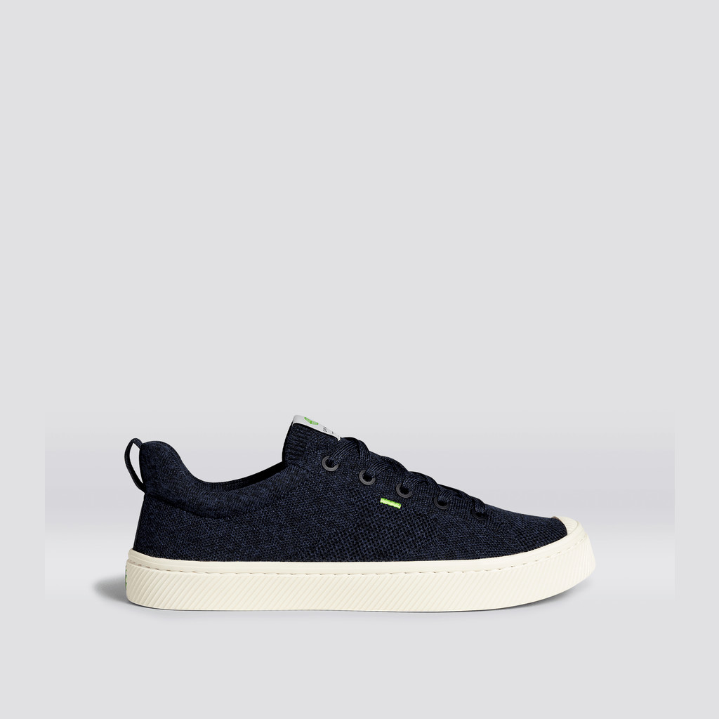 Men Cariuma Low Top Bamboo Weave Knit Vegan IBI Stone Navy | 249571-GDH