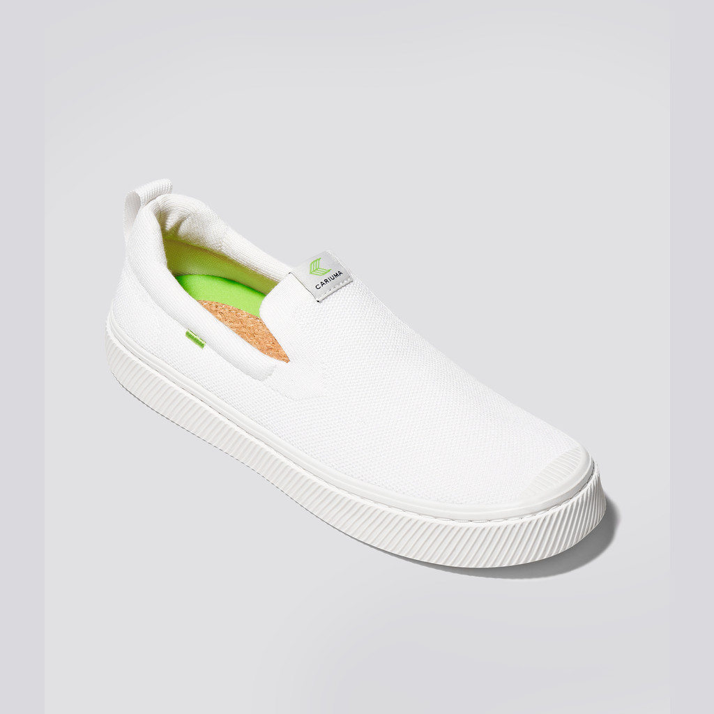 Men Cariuma Low Top Bamboo Weave Knit Vegan IBI Slip-On White | 378450-EHM