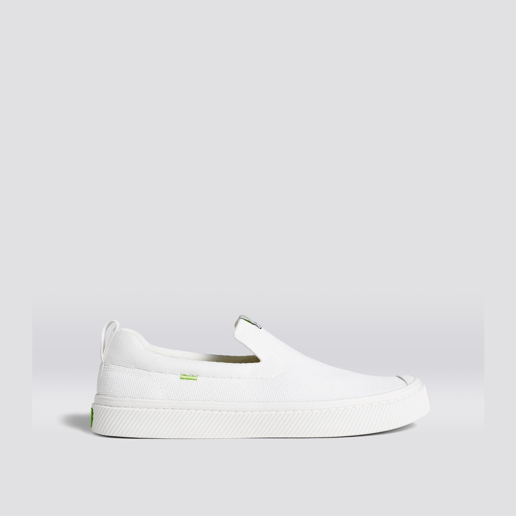 Men Cariuma Low Top Bamboo Weave Knit Vegan IBI Slip-On White | 378450-EHM