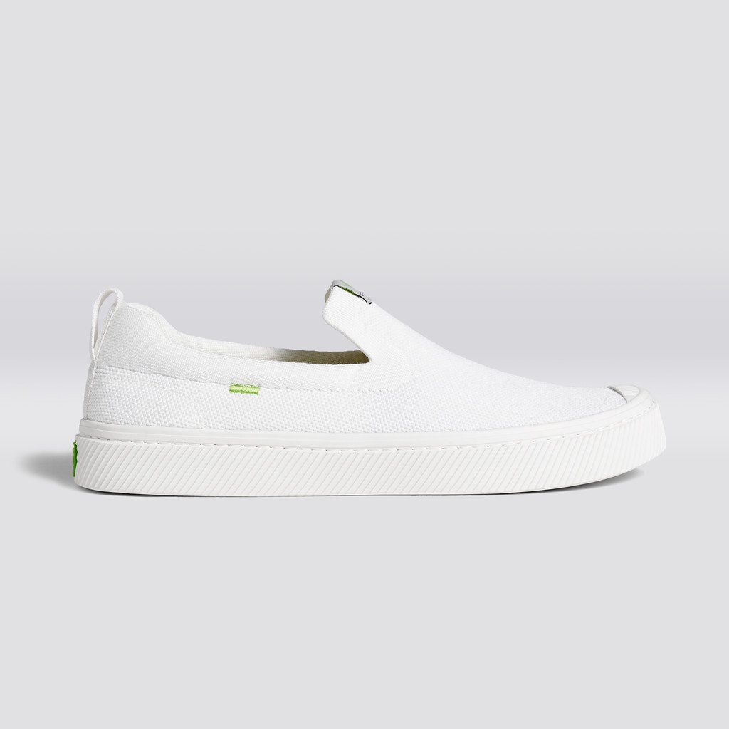 Men Cariuma Low Top Bamboo Weave Knit Vegan IBI Slip-On White | 378450-EHM