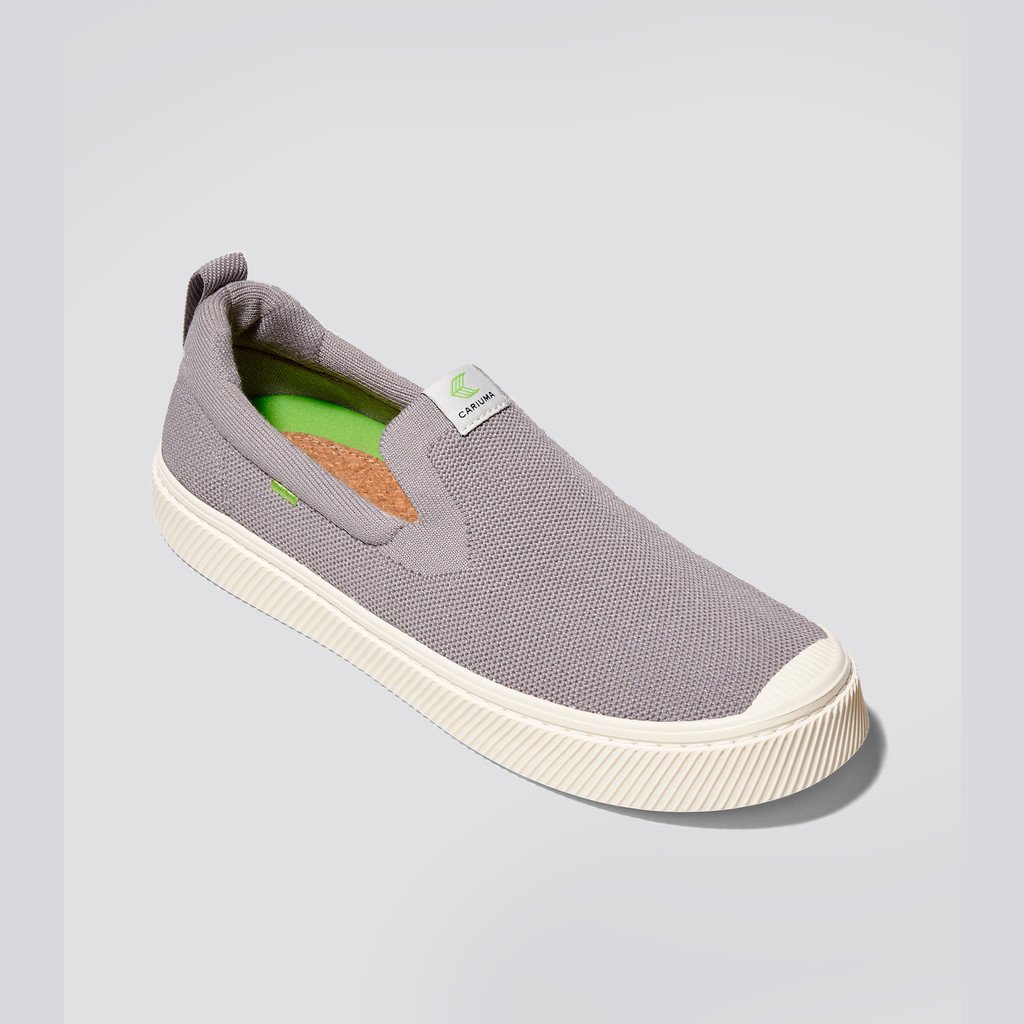 Men Cariuma Low Top Bamboo Weave Knit Vegan IBI Slip-On Light Grey | 769312-YIL