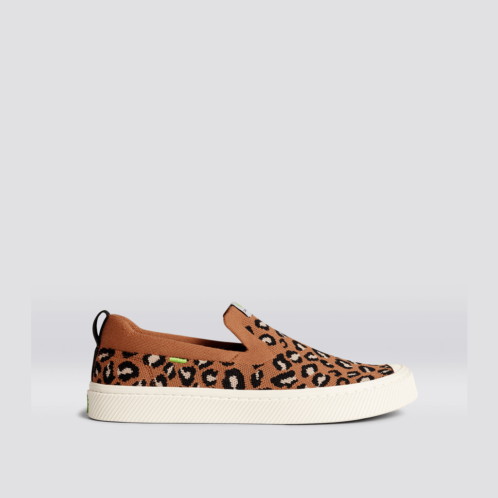 Men Cariuma Low Top Bamboo Weave Knit Vegan IBI Slip-On Leopard Print | 045897-QBP