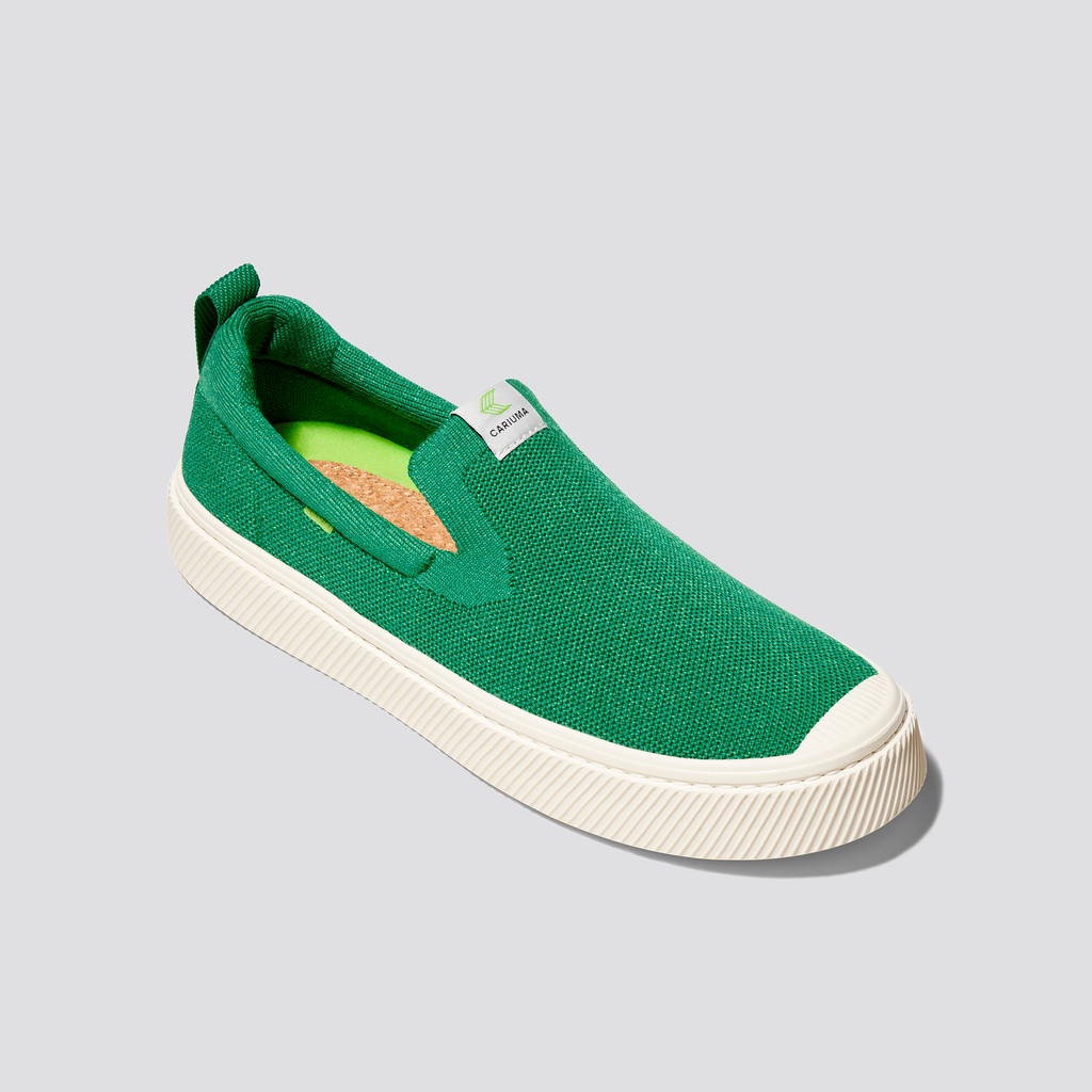 Men Cariuma Low Top Bamboo Weave Knit Vegan IBI Slip-On Green | 496370-DKA