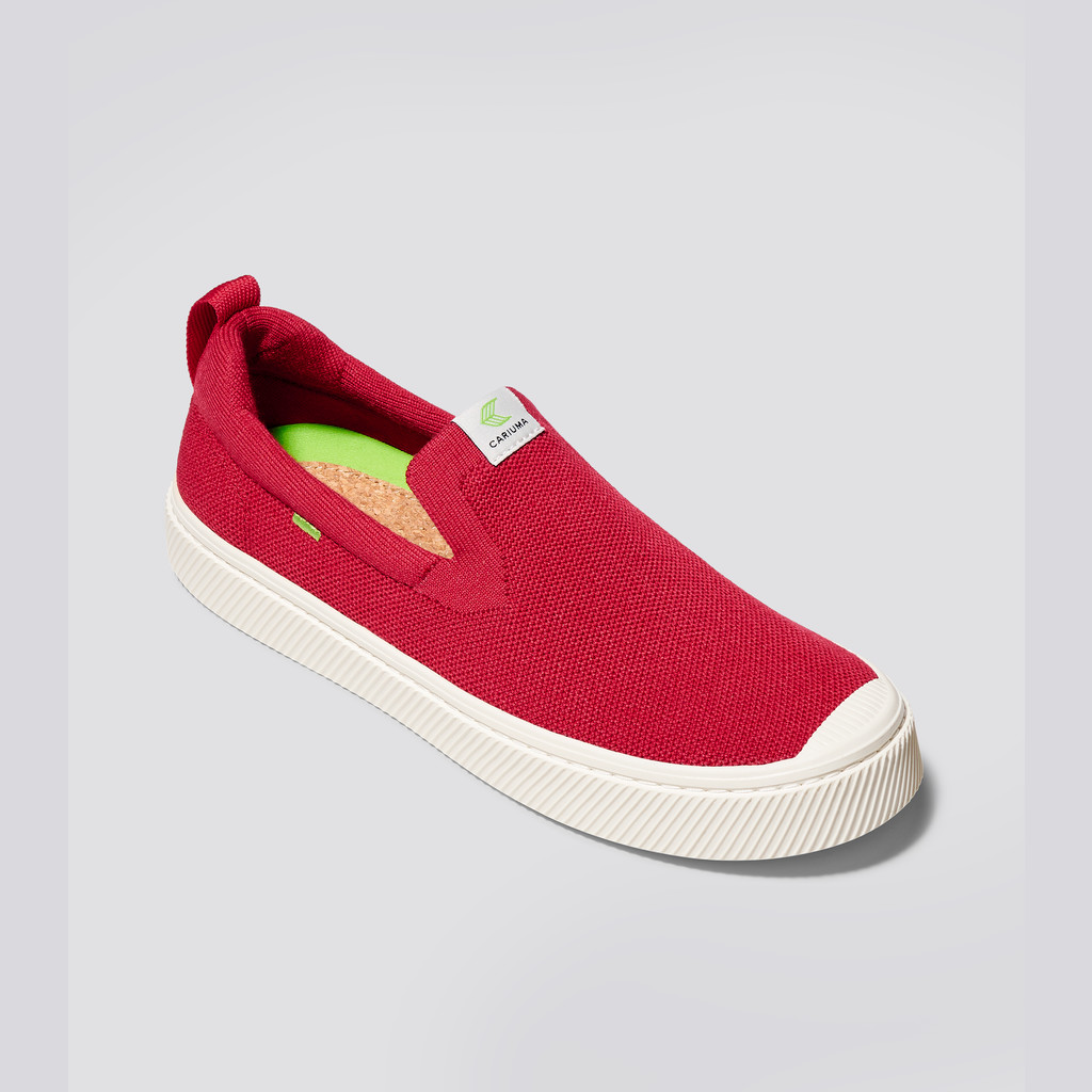 Men Cariuma Low Top Bamboo Weave Knit Vegan IBI Slip-On Raw Red | 436082-PEA