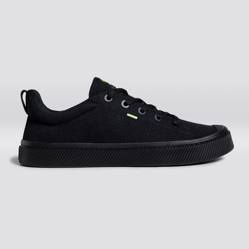 Men Cariuma Low Top Bamboo Weave Knit Vegan IBI All Black | 148053-TGZ