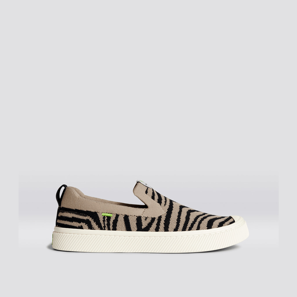 Men Cariuma Low Top Bamboo Weave Knit Vegan IBI Slip-On Zebra Print | 368425-FHL