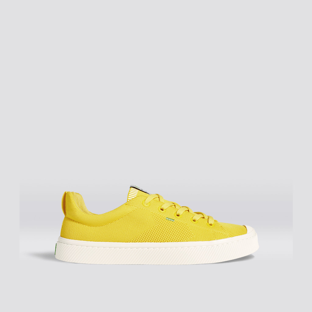 Men Cariuma Low Top Bamboo Weave Knit Vegan IBI Sun Yellow | 951604-VDG