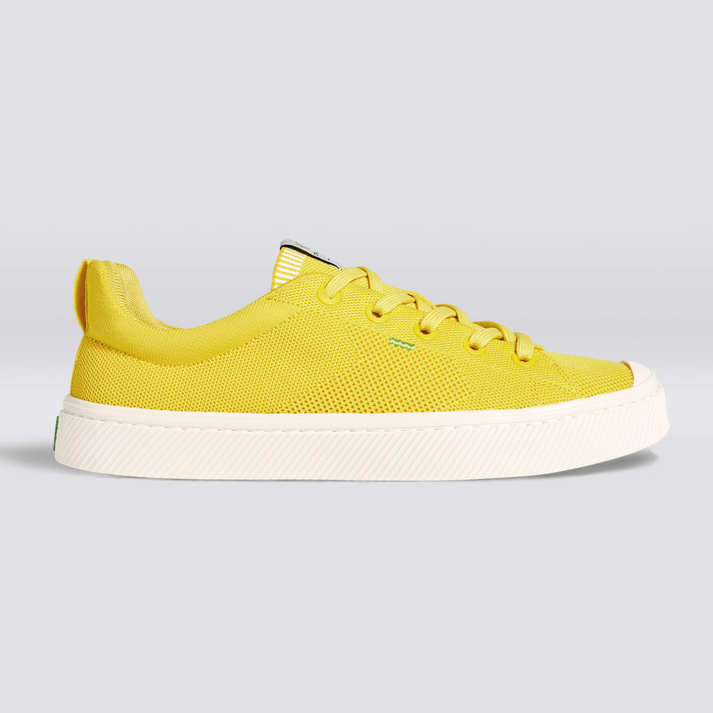 Men Cariuma Low Top Bamboo Weave Knit Vegan IBI Sun Yellow | 951604-VDG