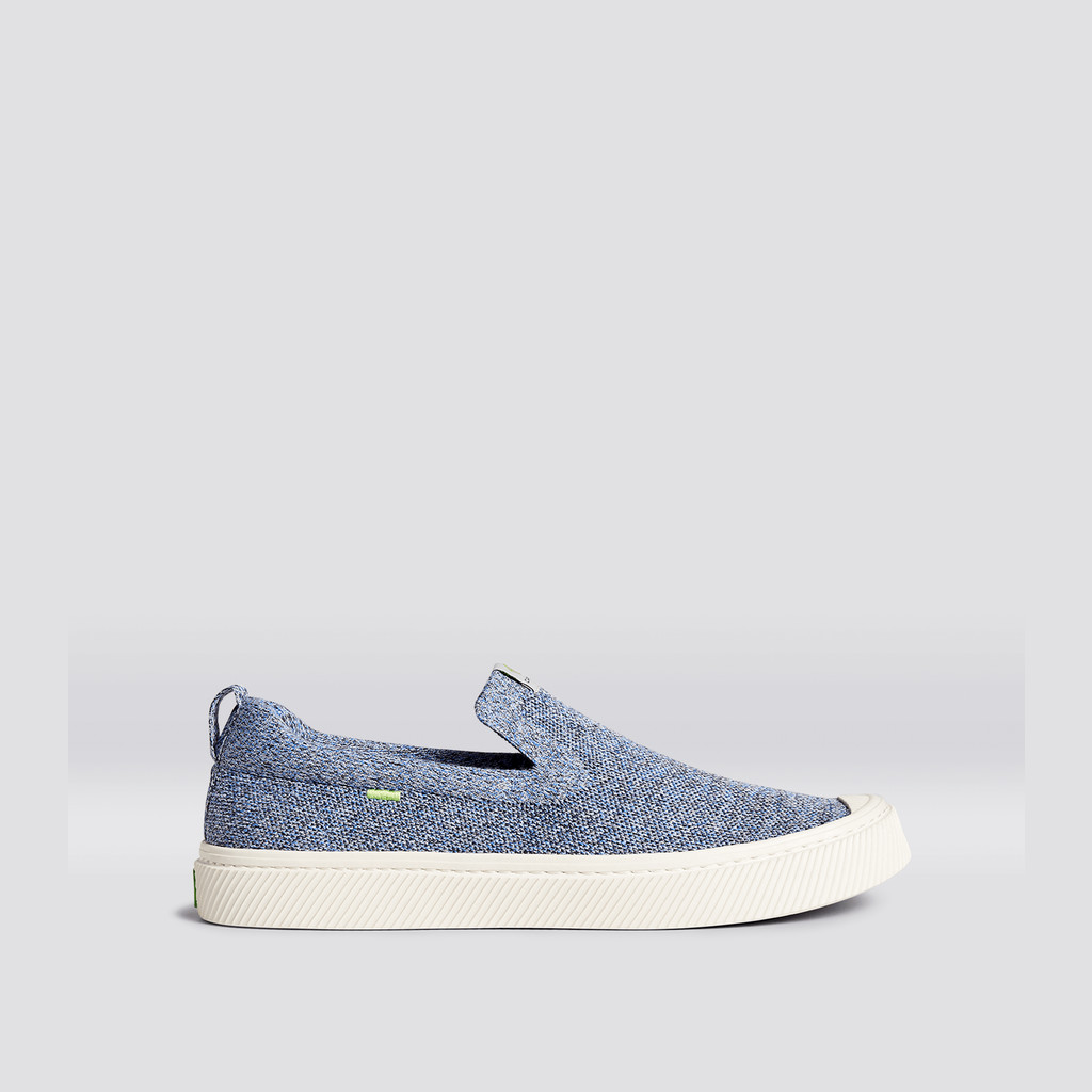 Men Cariuma Low Top Bamboo Weave Knit Vegan IBI Slip-On Stone Blue | 048135-BTL