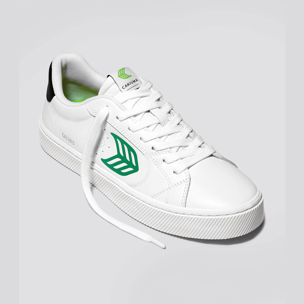 Men Cariuma Low Top Leather Vegan OCA LOW White / Green | 429073-ZFC