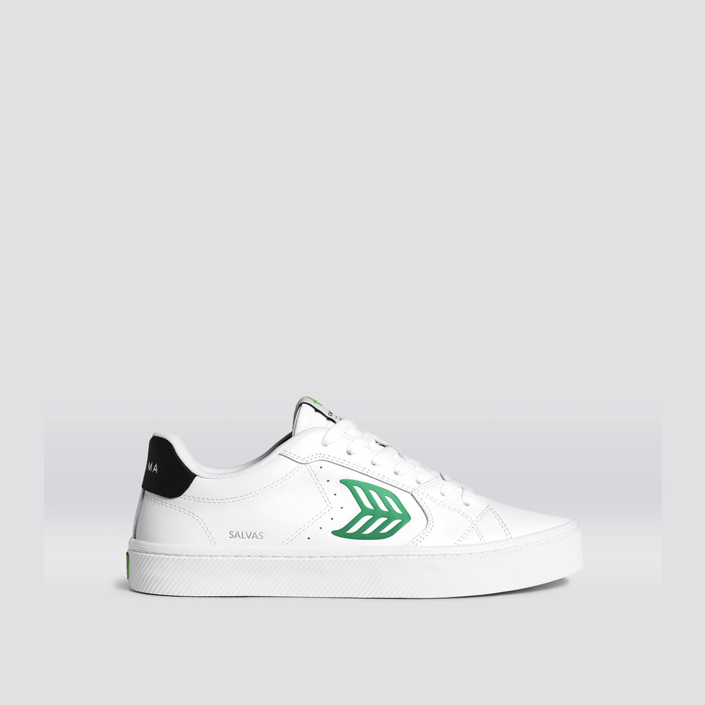 Men Cariuma Low Top Leather Vegan OCA LOW White / Green | 429073-ZFC