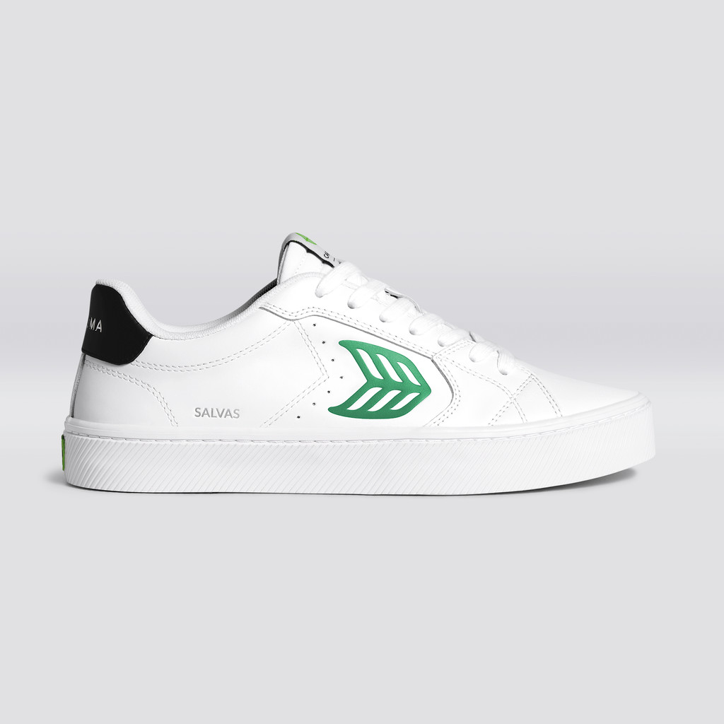 Men Cariuma Low Top Leather Vegan OCA LOW White / Green | 429073-ZFC