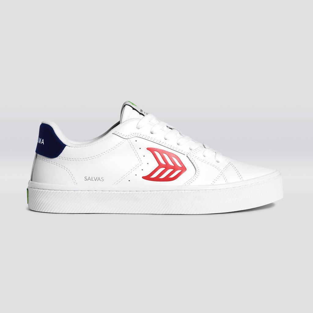 Men Cariuma Low Top Leather Vegan OCA LOW White / Red | 587124-BTE