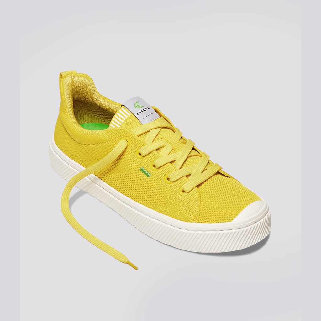 Women Cariuma Low Top Bamboo Weave Knit Vegan IBI Sun Yellow | 715320-XWP