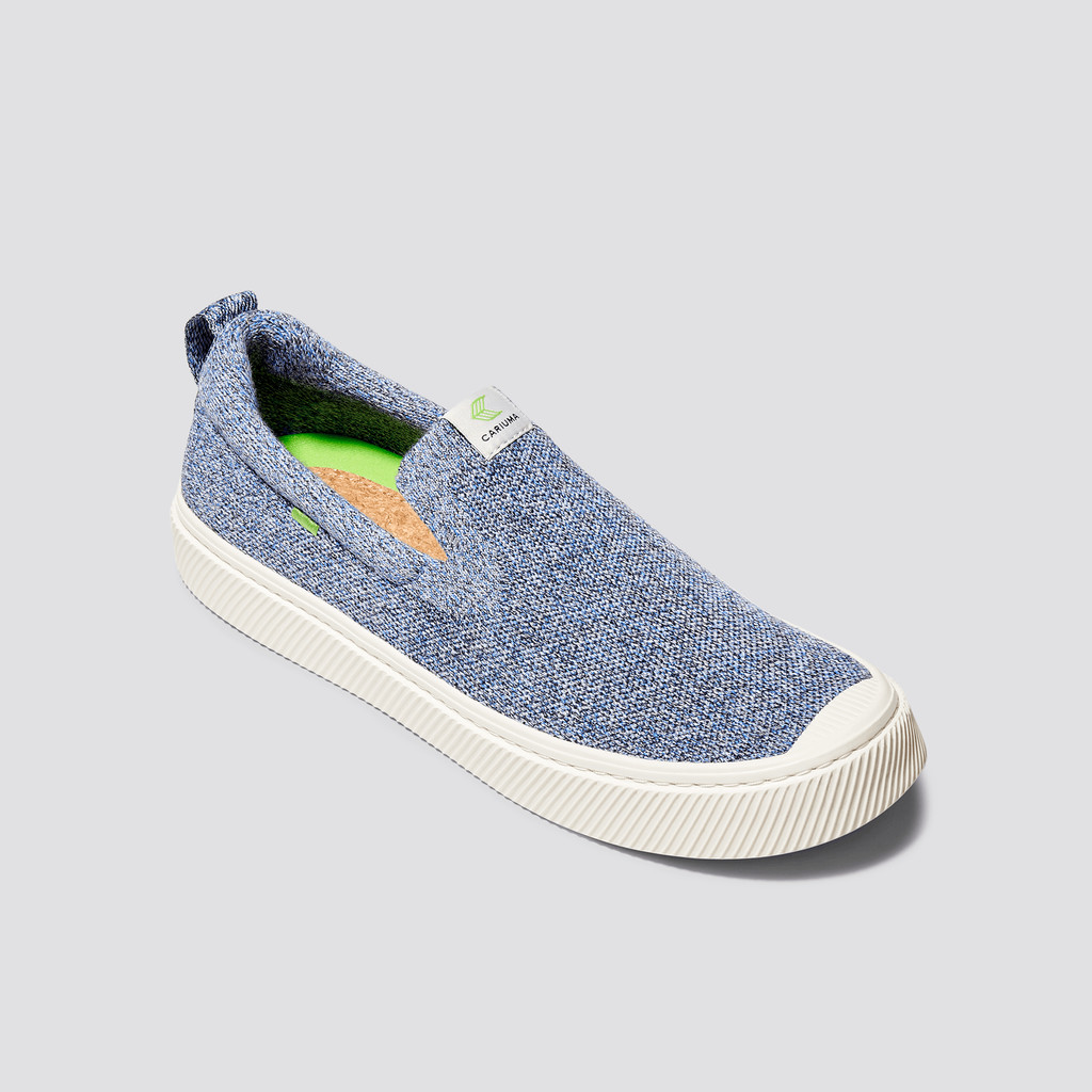 Women Cariuma Low Top Bamboo Weave Knit Vegan IBI Slip-On Stone Blue | 651748-EAB