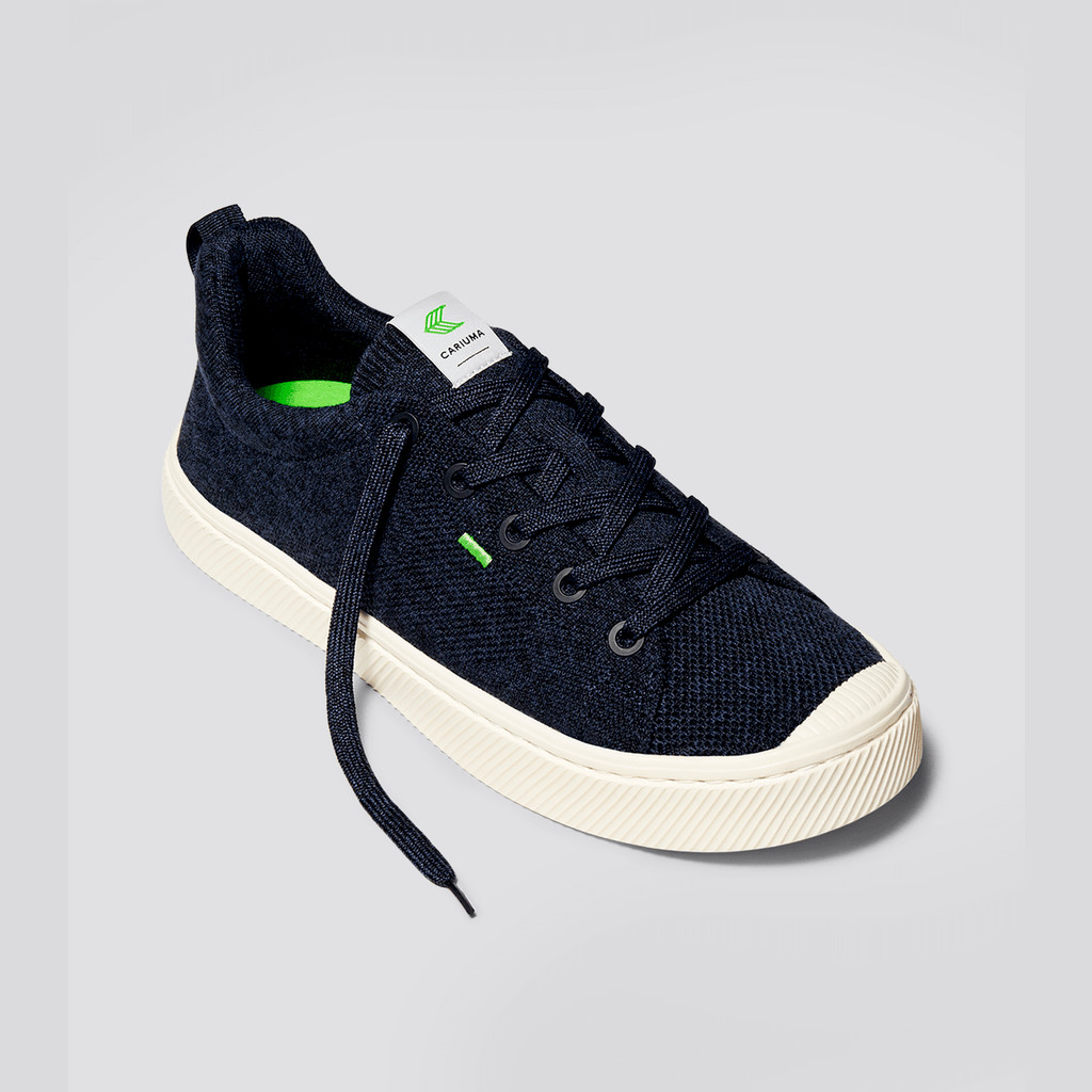 Women Cariuma Low Top Bamboo Weave Knit Vegan IBI Stone Navy | 475036-HWB