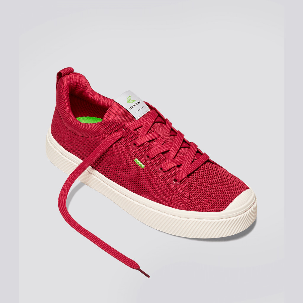 Women Cariuma Low Top Bamboo Weave Knit Vegan IBI Raw Red | 357804-YDL